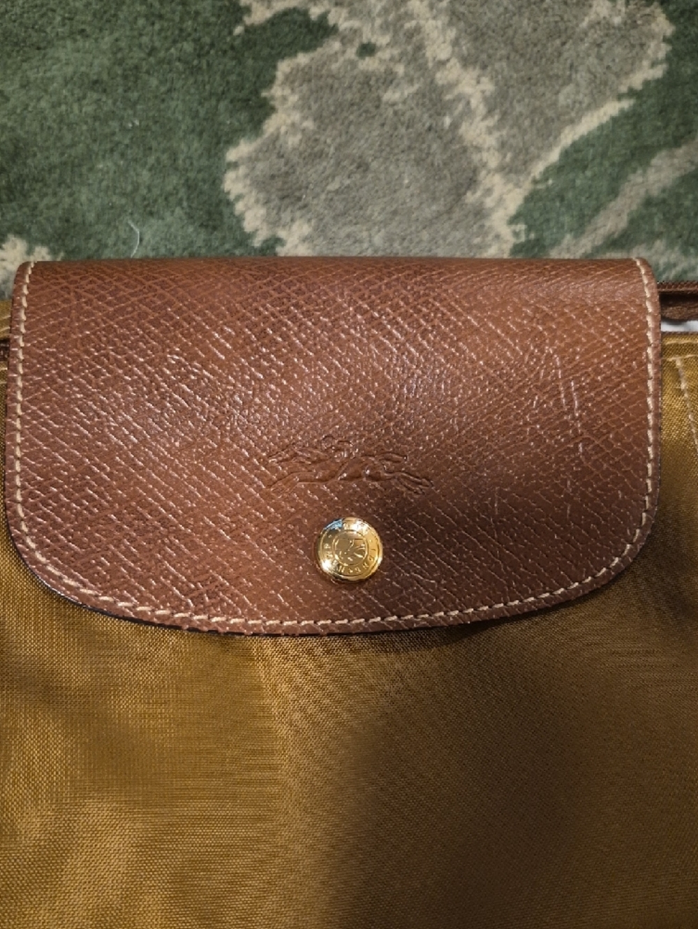 Longchamp Brown Leather Trim Mustard/Tan Nylon Tote - Picture 2 of 12